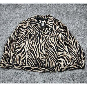 Carole Little Jacket 2X 100% Linen Zebra Animal Mod Wife Night Lux‎ Barbiecore